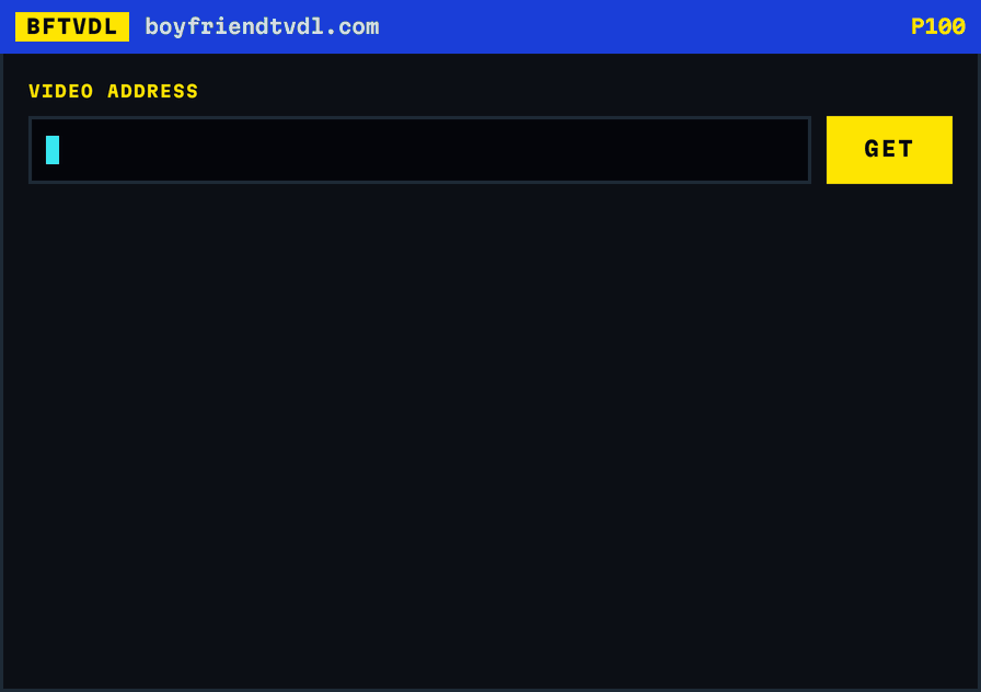 A BoyFriendTV link being pasted into the address row, then the quality ladder appearing with 4K down to 240p and an estimated size beside each.